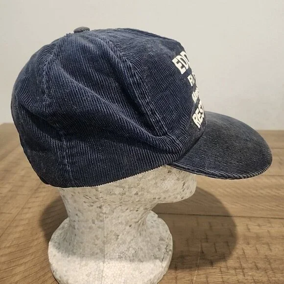 EDDIE'S Restaurant Corduroy Hat Cap Blue Snapback Mens Made In USA Mansfield PA